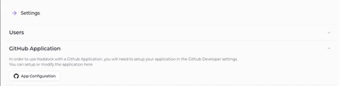 GitHub Application form in settings drawer