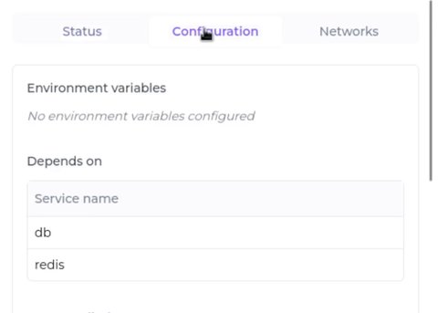 Image of the service configuration tab